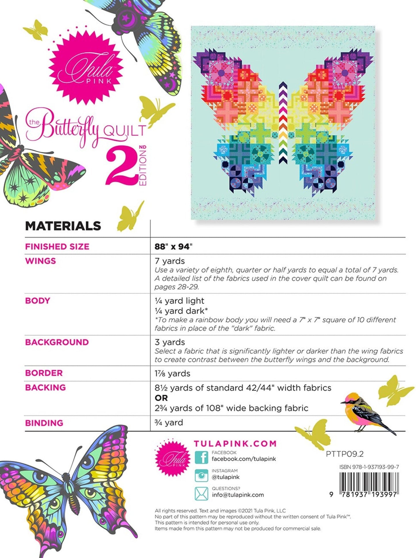 Tula Pink The Butterfly Pattern 2nd Edition Quilt Pattern