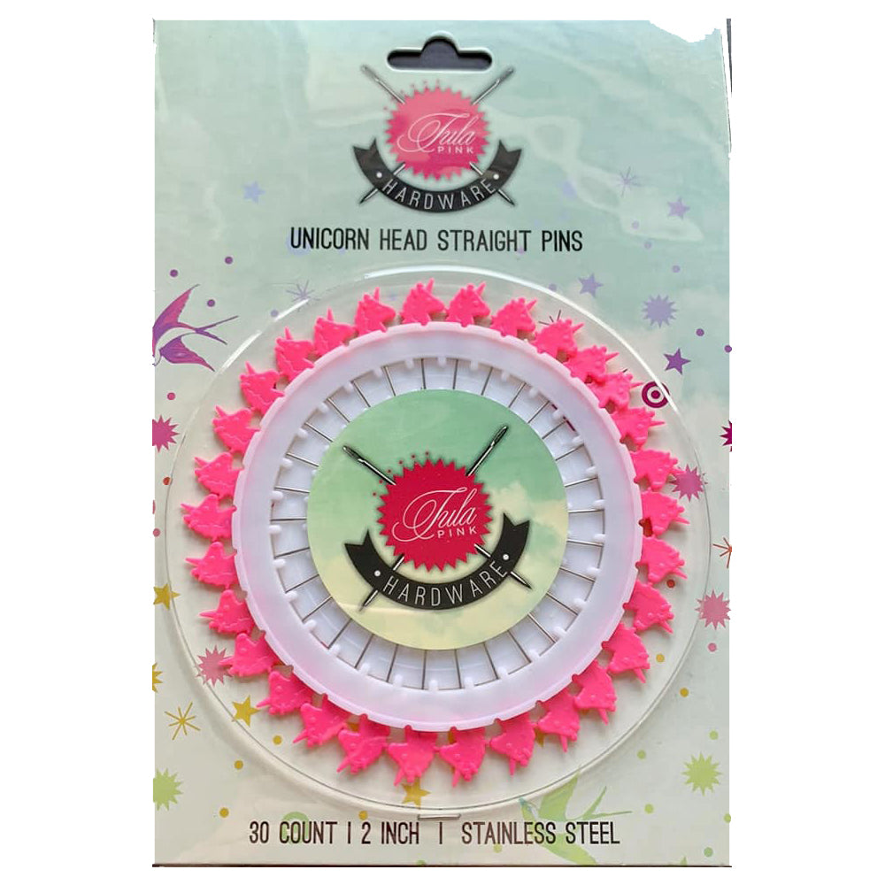 Tula Pink Unicorn Head Straight Pins 30 ct.