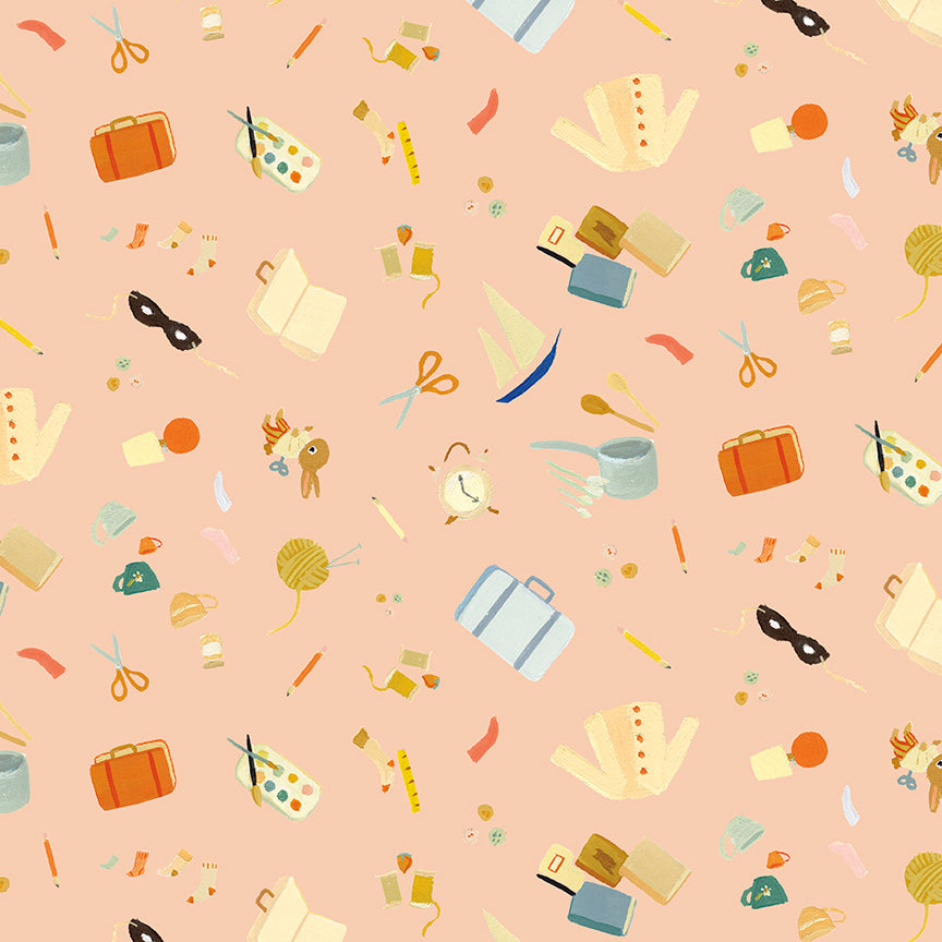 The Littlest Family's Big Day Toss Blush Fabric - By the yard
