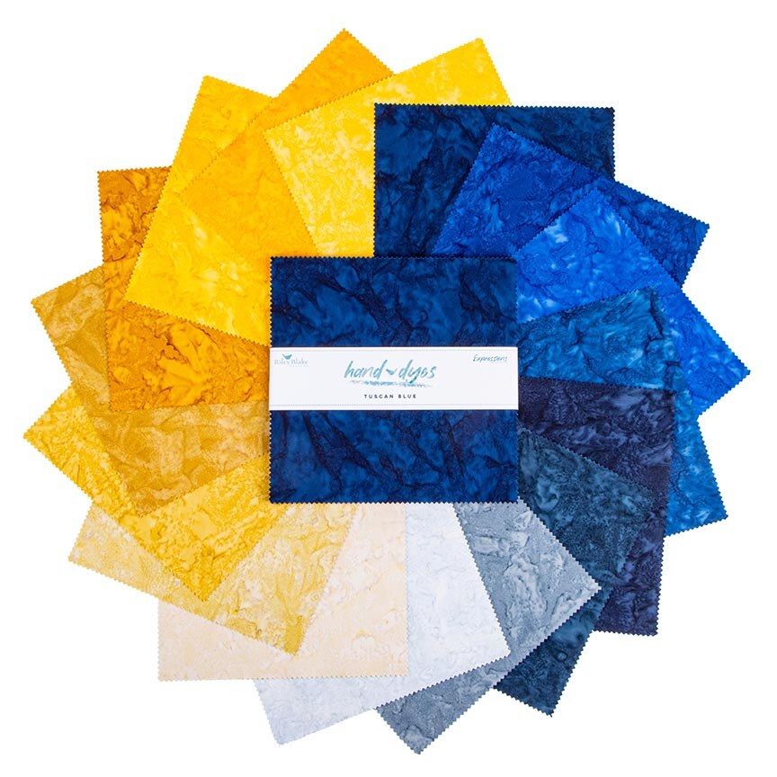 Batiks Hand-Dyes Tuscan Blue 10" Squares
