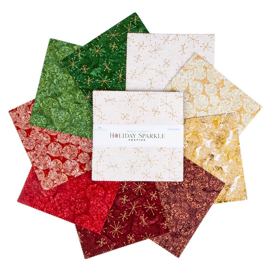 Batiks Express Yourself! Holiday Sparkle Festive 10" Squares A