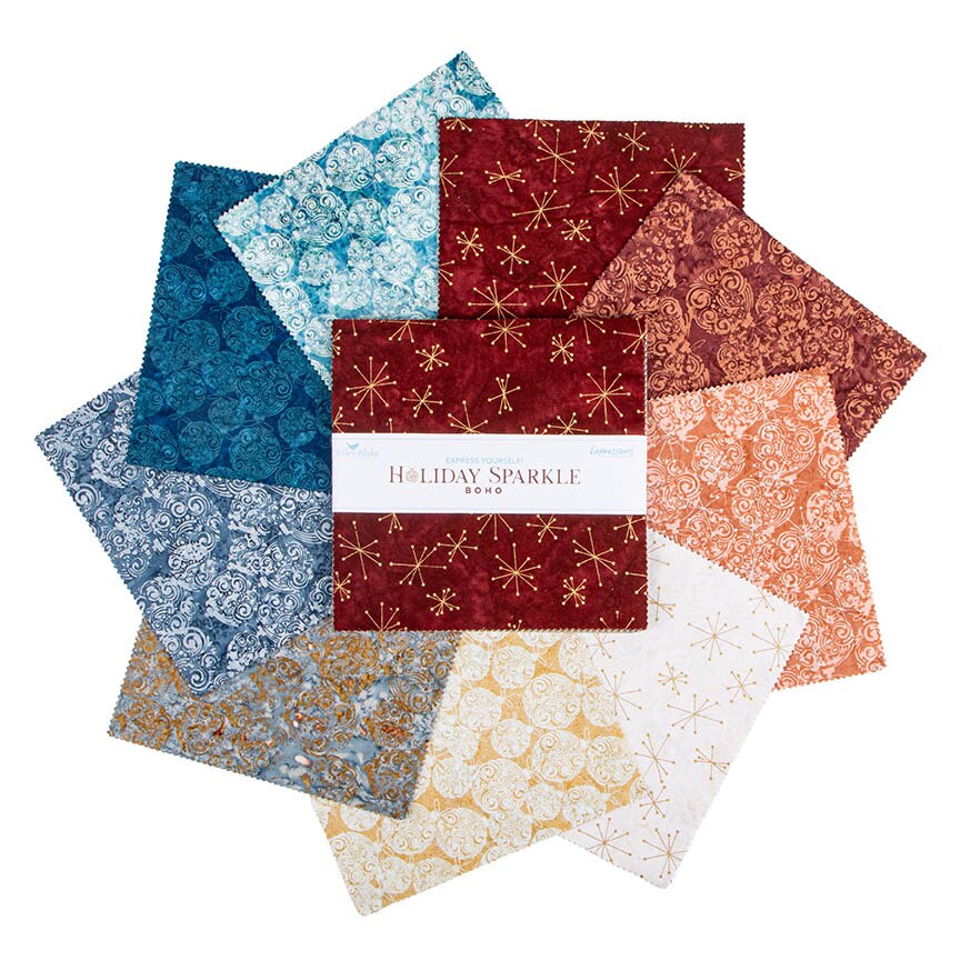 Batiks Express Yourself! Holiday Sparkle Boho 10" Squares C