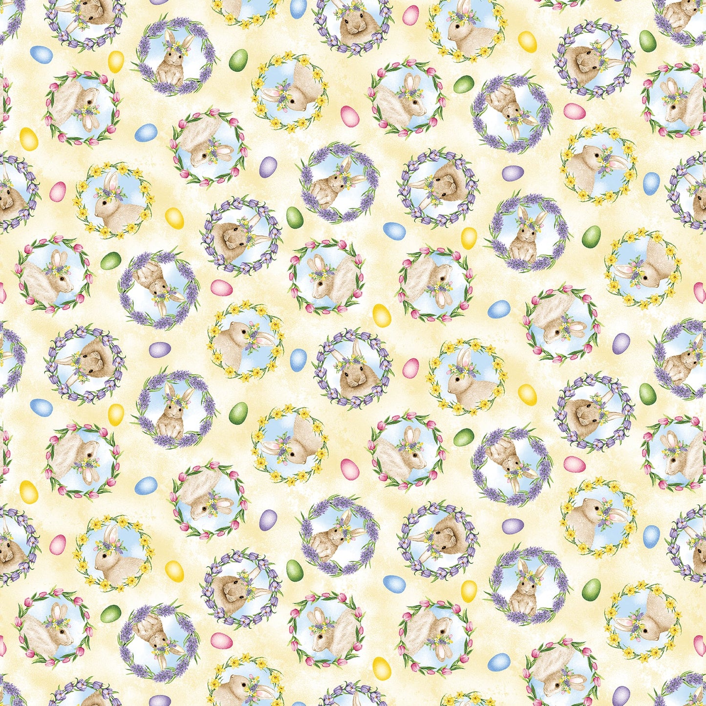 Hoppy Hunting Bunny Medals Fabric - By the yard