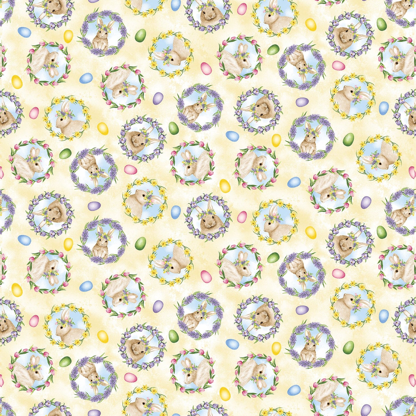 Hoppy Hunting Bunny Medals Fabric - By the yard