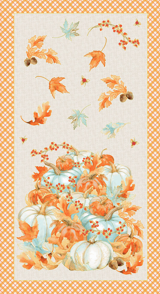 Pumpkin Kisses Metallic 24" Fabric Panel