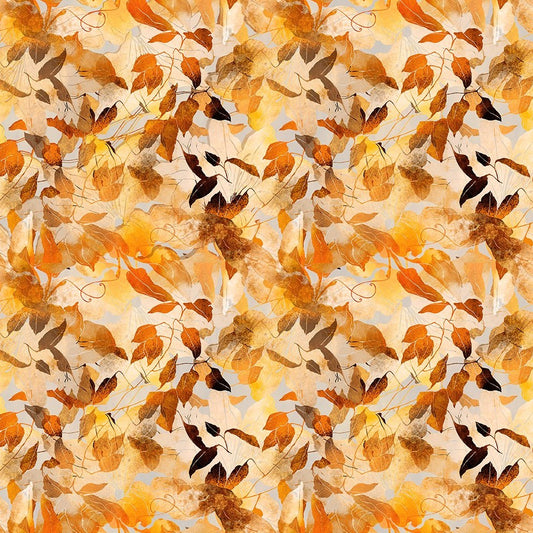 Reflections of Autumn Gold Opulent Fabric - By the yard