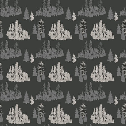 Big Game Trees Charcoal Fabric - By the yard
