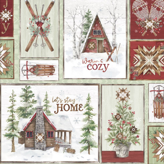 Snowflake Lodge Patch Multi Fabric - By the yard