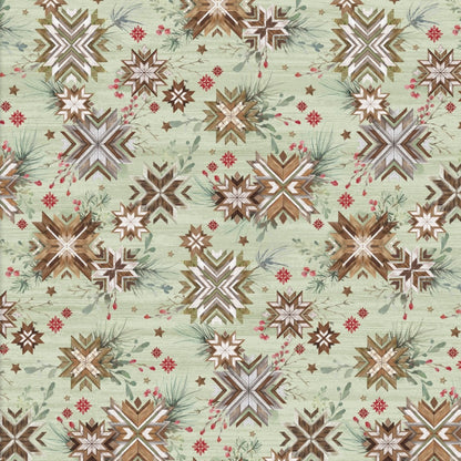 Snowflake Lodge Woodgrain Stars Fabric - By the yard