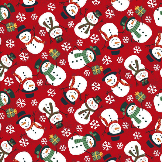 Be Merry Snowman Toss Fabric - By the yard