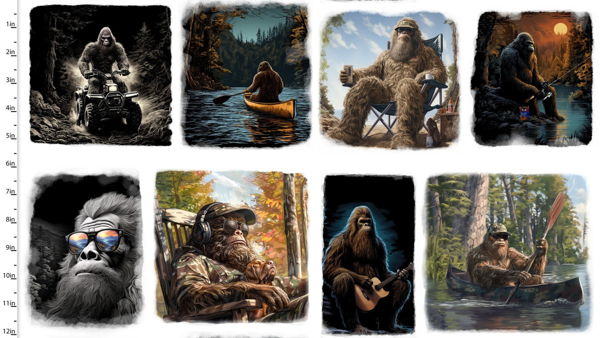 Legendary Loner Going Squatchin Fabric Panel 24"