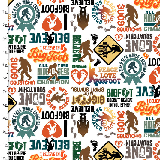 Legendary Loner I Believe in Bigfoot Fabric - By the yard