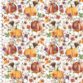 Harvest Home Pumpkins and Birds White by Livi & Finn for 3 Wishes Fabric