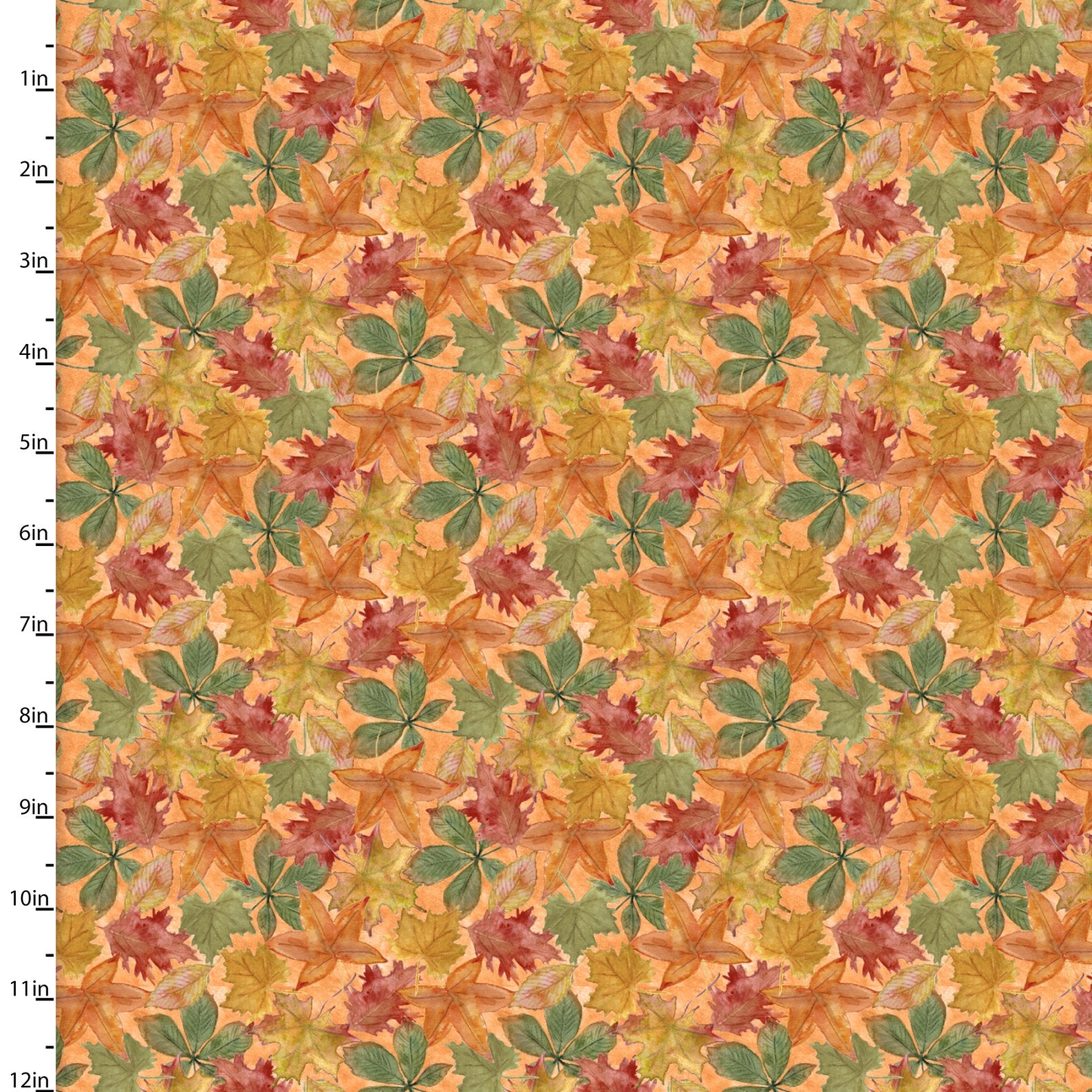 Harvest Home Falling Leaves Orange by Livi & Finn for 3 Wishes Fabric