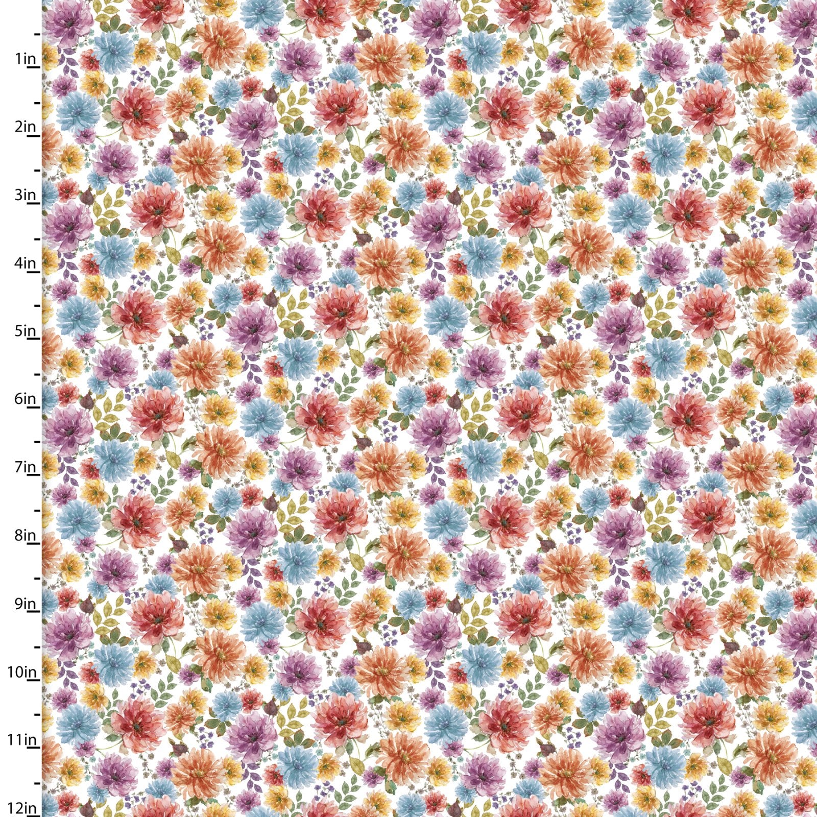 Harvest Home Autumn Mums White by Livi & Finn for 3 Wishes Fabric