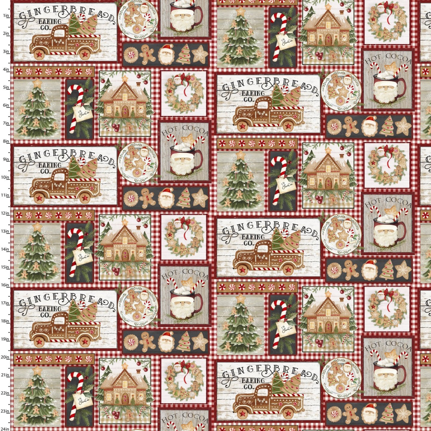 Very Merry Gingerbread Patch Fabric - By the yard