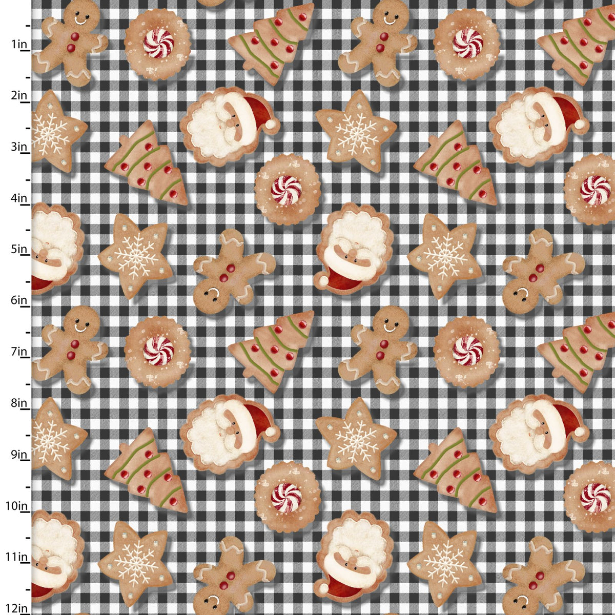 Very Merry Gingerbread Christmas Cookie Plaid Fabric