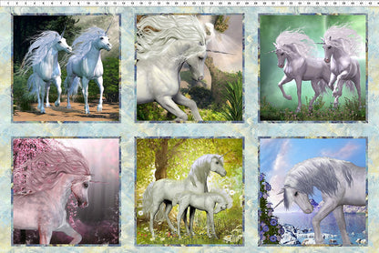 Unicorns Squares Fabric Panel