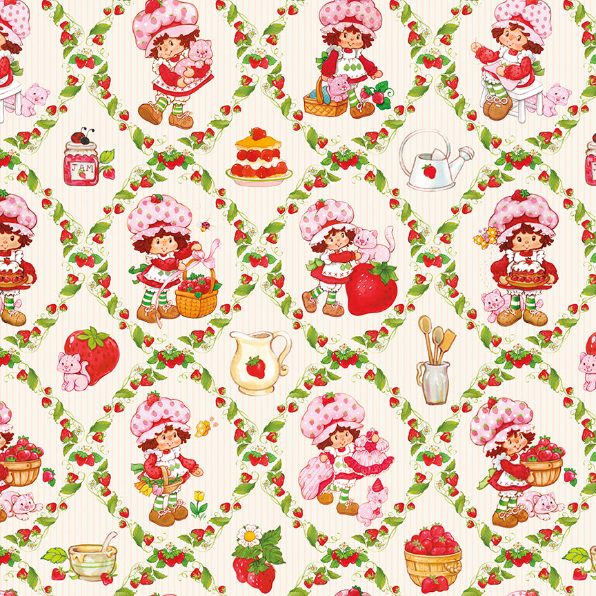 The World of Strawberry Shortcake™ Cream Wide Back Fabric - By the yard