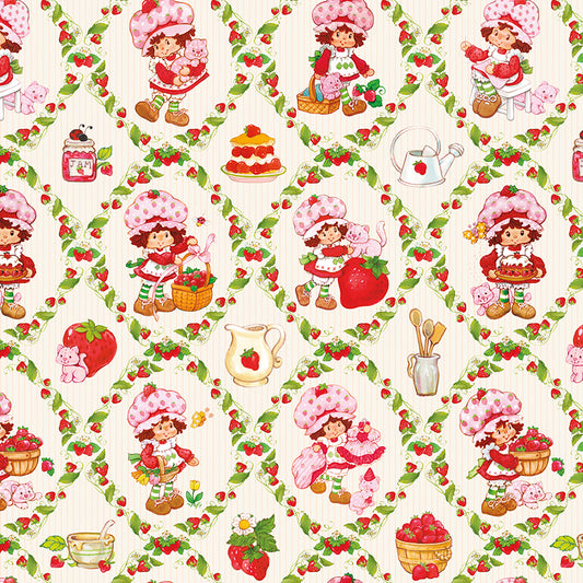 The World of Strawberry Shortcake™ Cream Wide Back Fabric - By the yard
