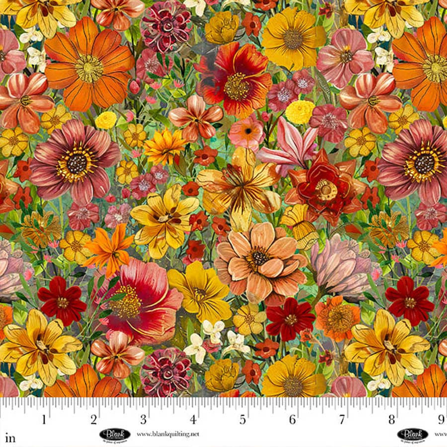 Enchanted Canopy Garden Floral Persimmon Fabric by JK Stewart for Blank Quilting