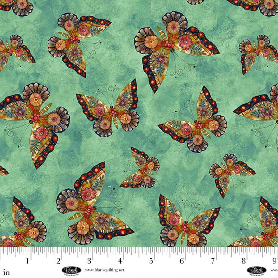 Enchanted Canopy Butterflies Teal Fabric by JK Stewart for Blank Quilting