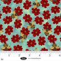 Enchanted Canopy Bees and Red Flowers Light Blue Fabric by JK Stewart for Blank Quilting