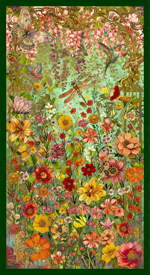 Enchanted Canopy Enchanted Garden Light Teal Fabric Panel by JK Stewart for Blank Quilting