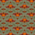 Harvest Haunt Moths Green Fabric