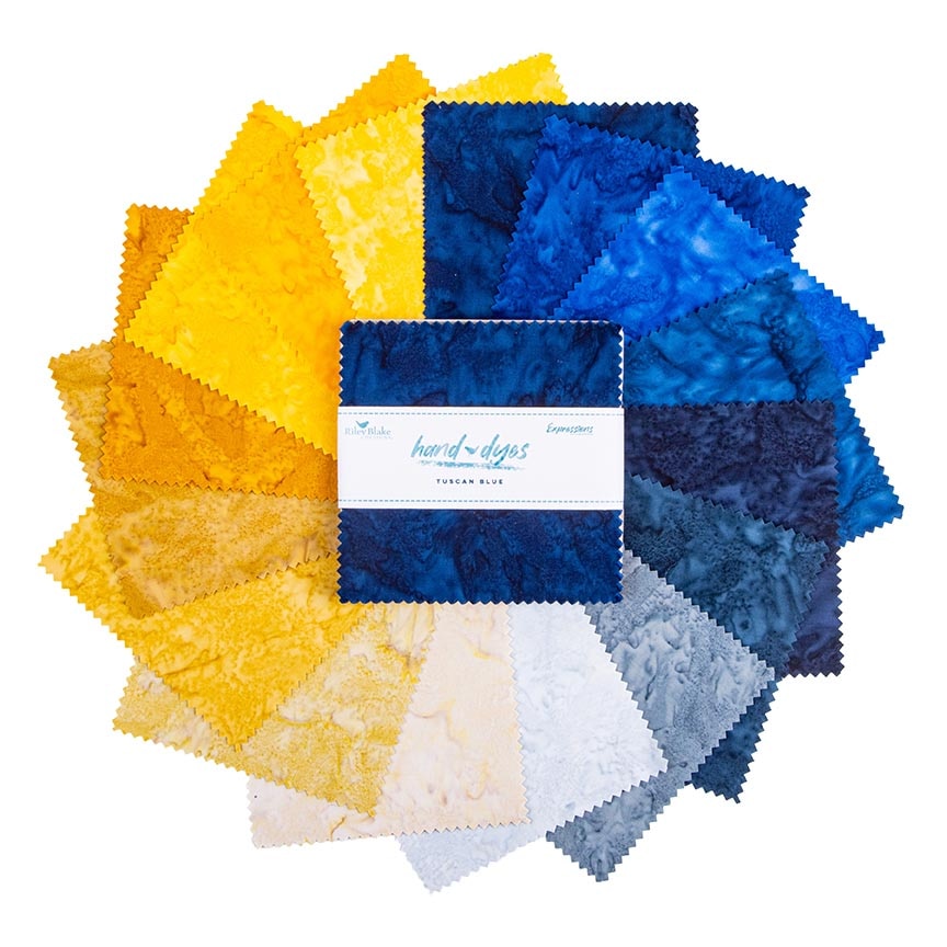 Batiks Hand-Dyes Tuscan Blue 5" Squares