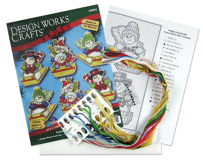 Sledding Snowmen 6882 Cross Stitch Kit