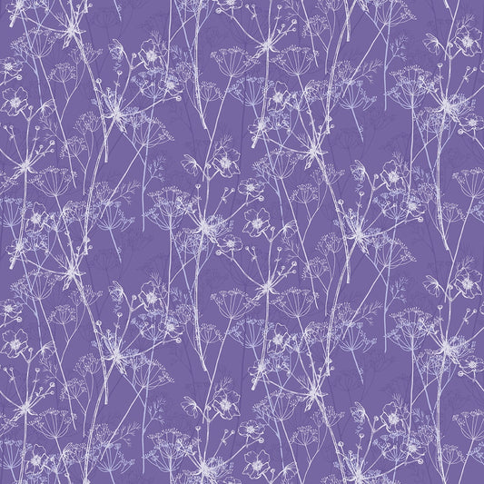 Minu and Wildberry Tonal Floral Lavender Fabric - By the yard