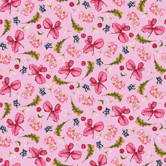 Minu and Wildberry Roses and Leaves Fabric - By the yard