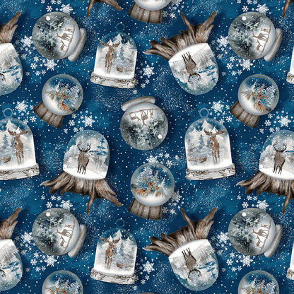 Cold Winter Morning Snow Globe Toss Fabric - By the yard