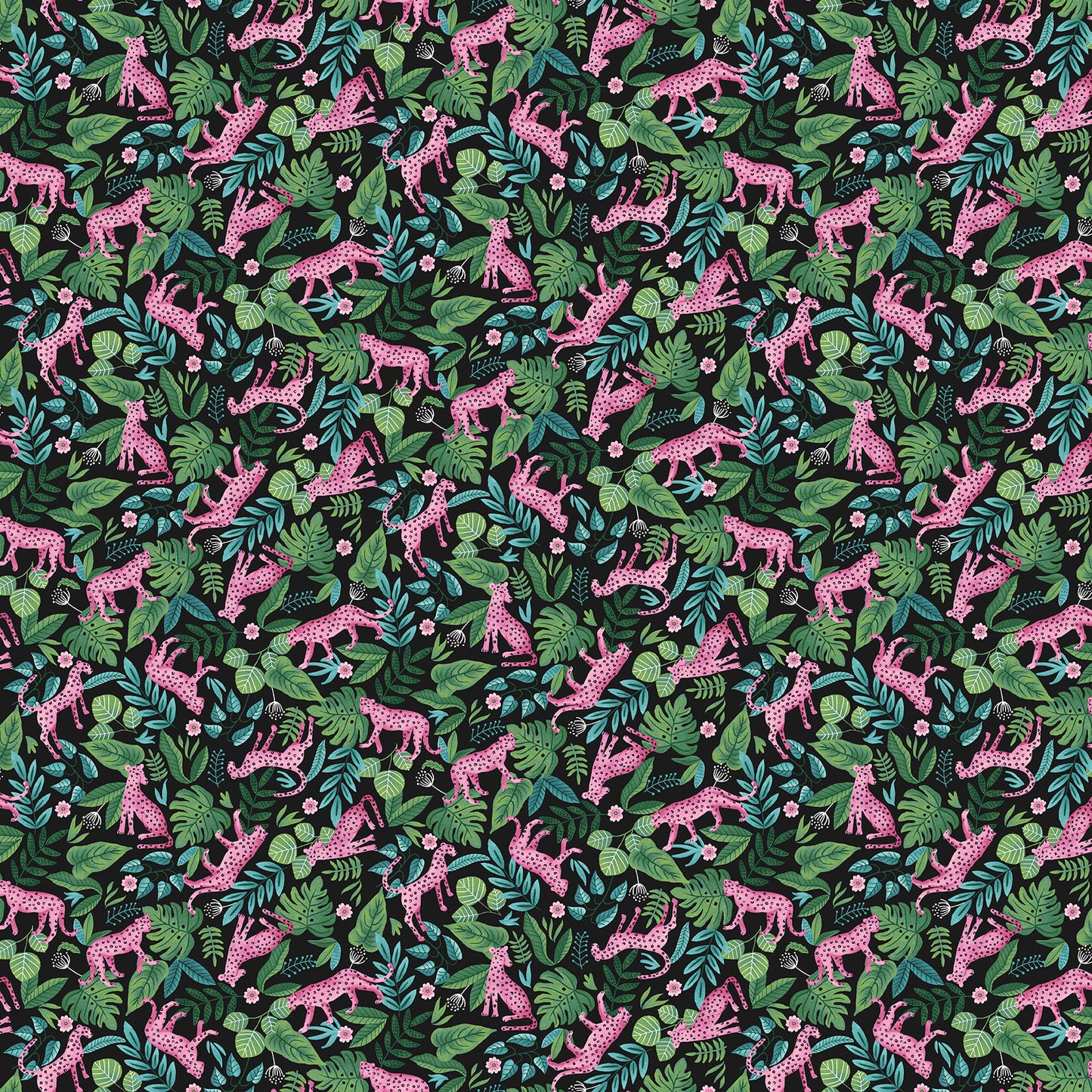 Tropical Menagerie Pink Leopards Fabric - By the yard