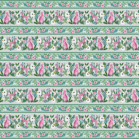 Tropical Menagerie Border Stripe Fabric - By the yard