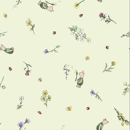 Classic Winnie the Pooh Pigglet Light Green Fabric - By the yard