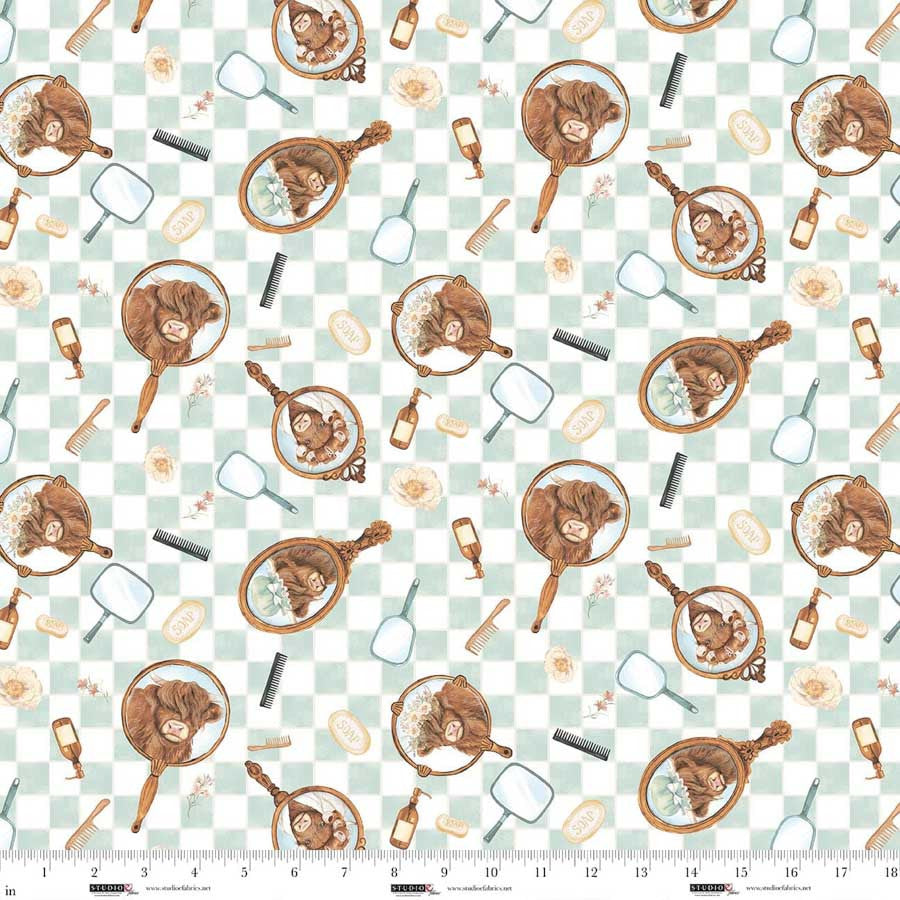 Bathing Bonnies Mirrors Ginger and Mint Fabric by Beth Reed for Studio E Fabrics