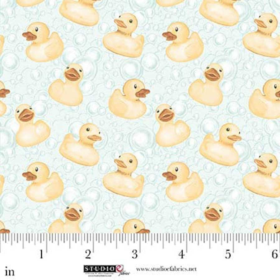 Bathing Bonnies Duckies Mint Fabric by Beth Reed for Studio E Fabrics