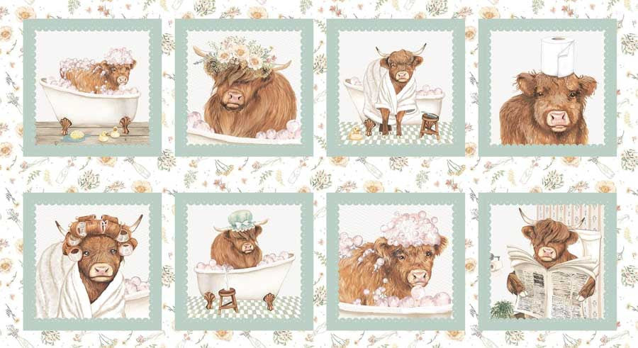 Bathing Bonnies Bonnie Blocks Fabric Panel by Beth Reed for Studio E Fabrics