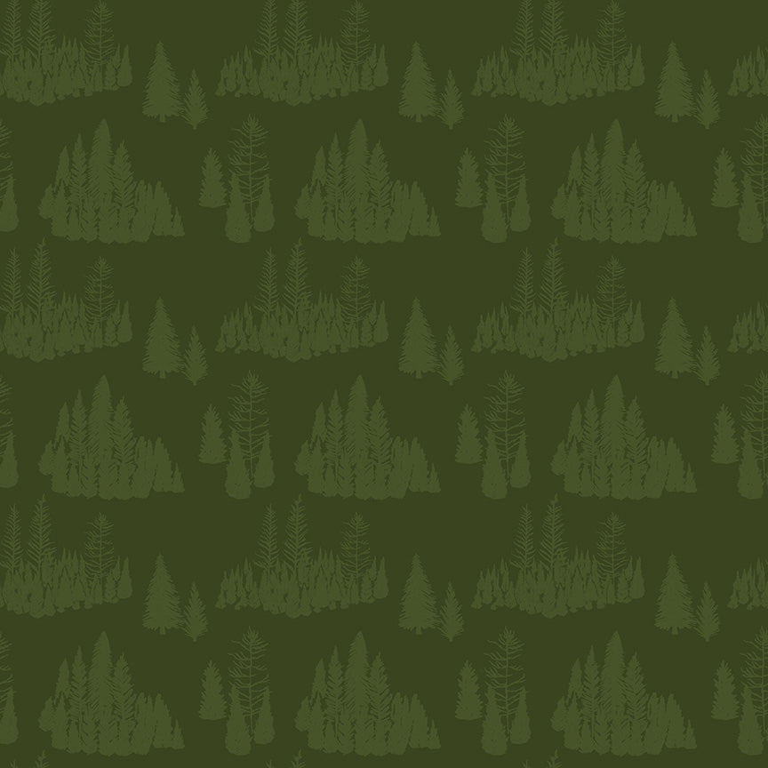 Big Game Trees Green Fabric - By the yard
