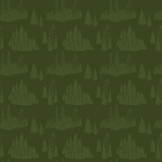 Big Game Trees Green Fabric - By the yard