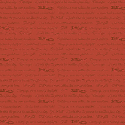 Go West with John Wayne Quotes Rust Fabric - By the yard