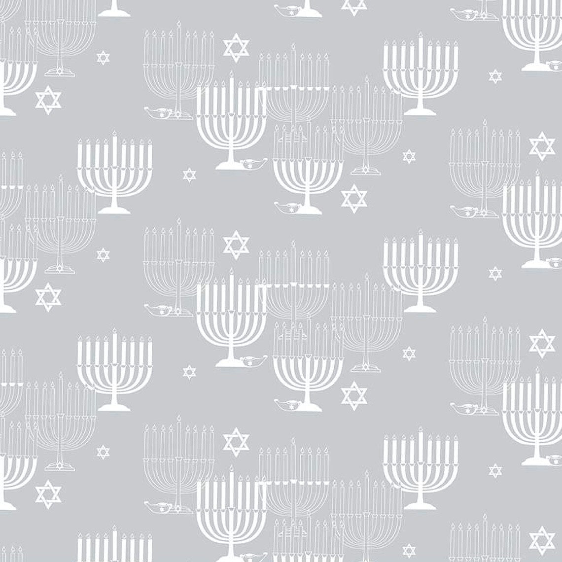 8 Nights, 8 Lights Main Silver Fabric - By the yard