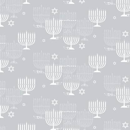 8 Nights, 8 Lights Main Silver Fabric - By the yard
