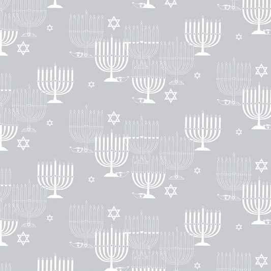 8 Nights, 8 Lights Main Silver Fabric - By the yard