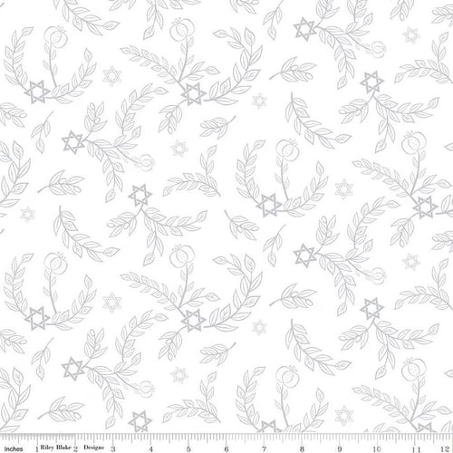 8 Nights, 8 Lights Leaves White Fabric
