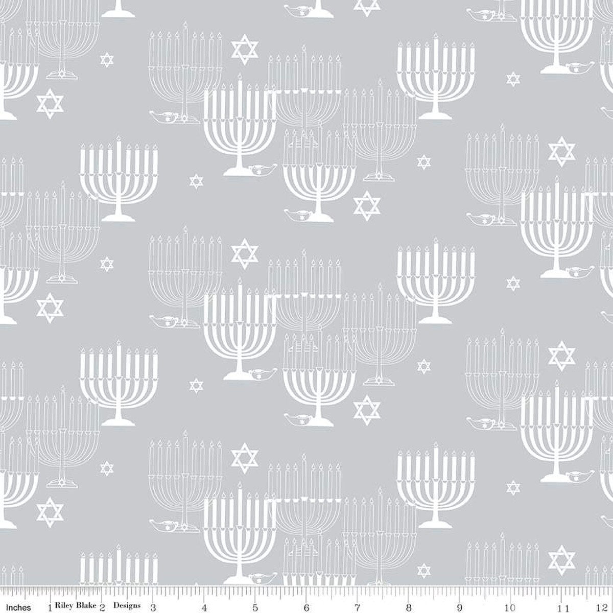 8 Nights, 8 Lights Main Silver Fabric - By the yard