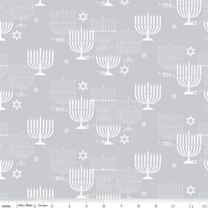 8 Nights, 8 Lights Main Silver Fabric - By the yard
