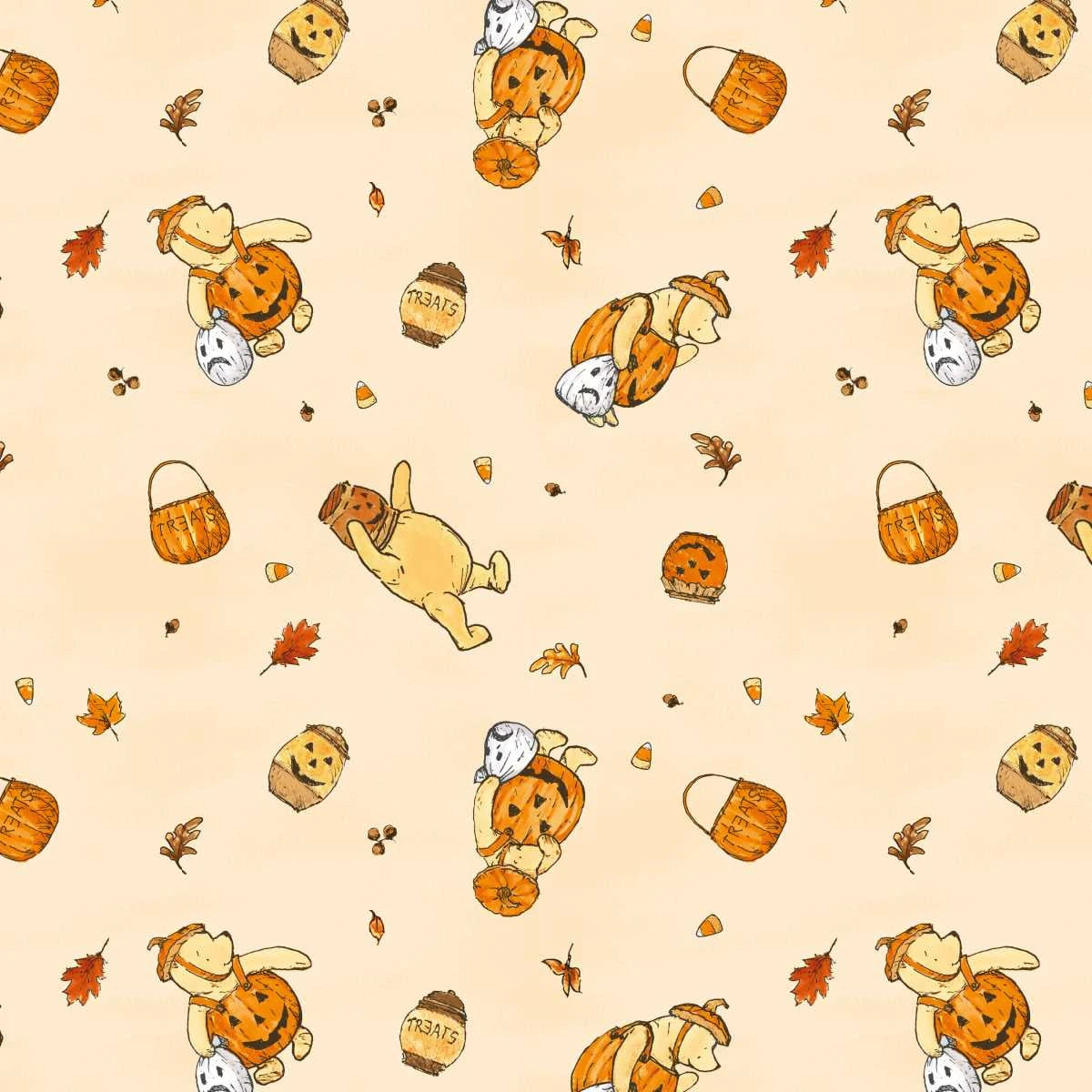 Haunted Acre Wood Bears Yellow Fabric - 9128-44